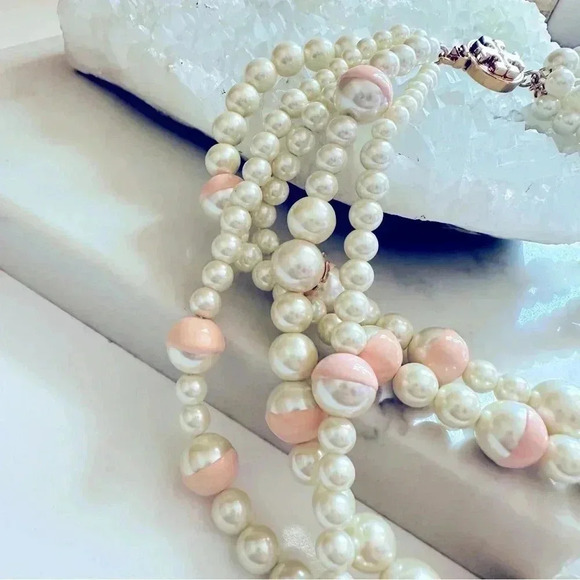 NWOT Rare Tory Burch Dipped Evie Pearl Statement Necklace - Picture 5 of 9